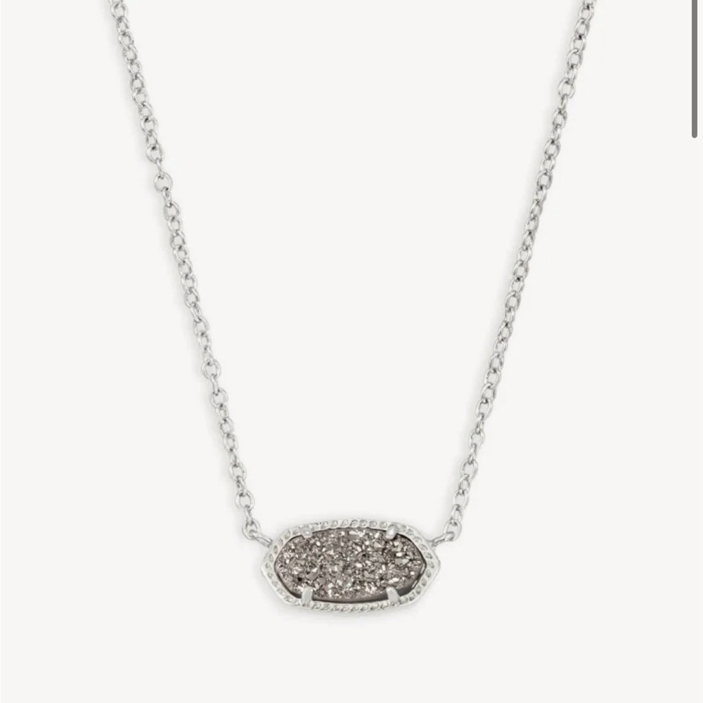Kendra Scott Elisa Silver Pendant Necklace in Platinum Drusy